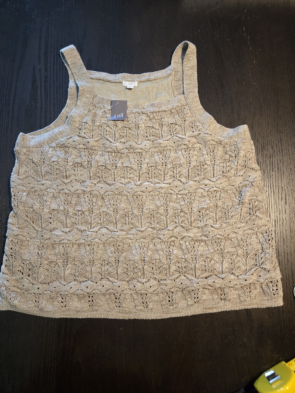 J. Jill New With Tags Taupe Open-Knit Textured Tank Top XL